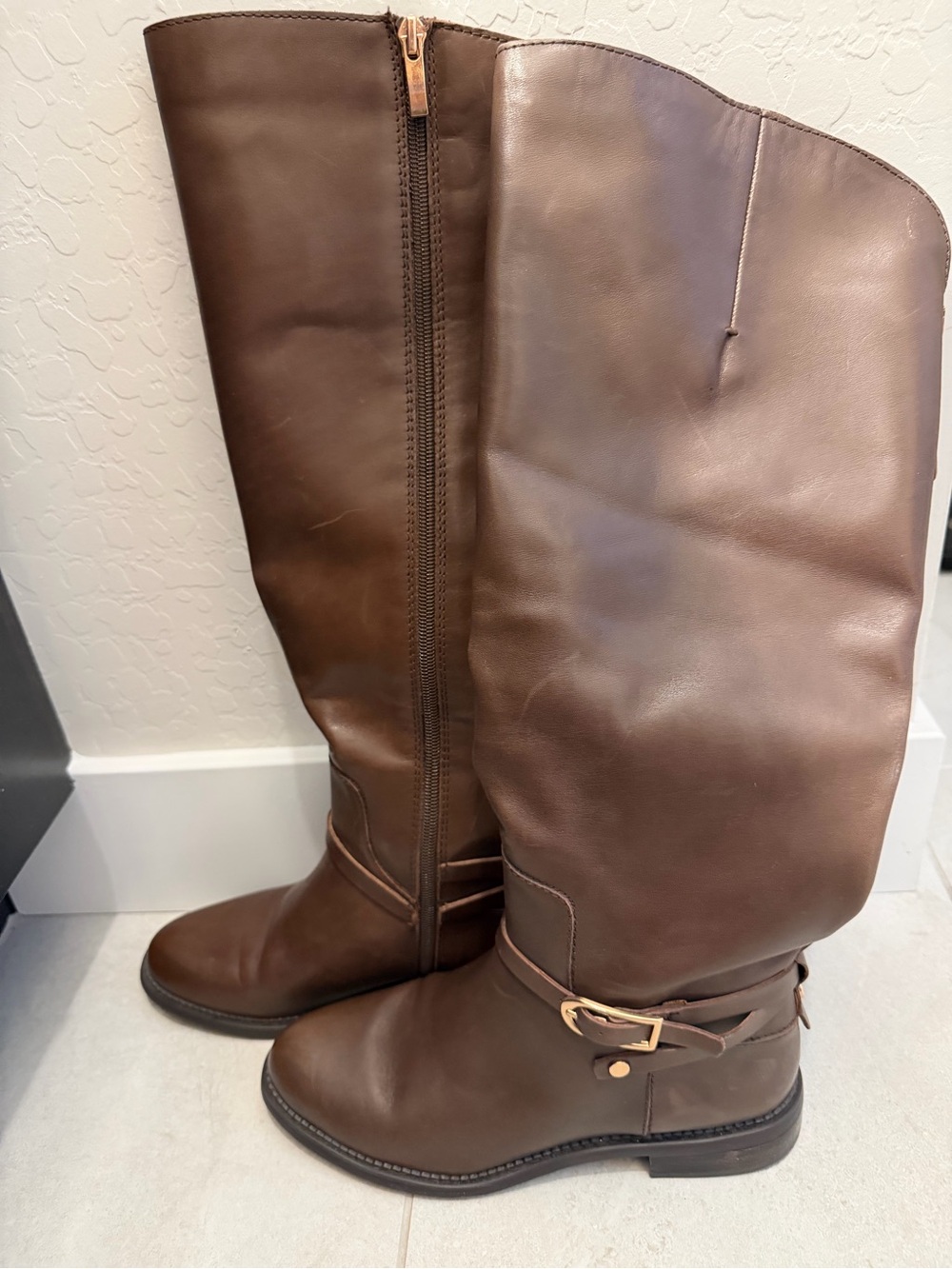 Classic Brown Franko Sarto Leather knee high Boots - Women's Tall Boot